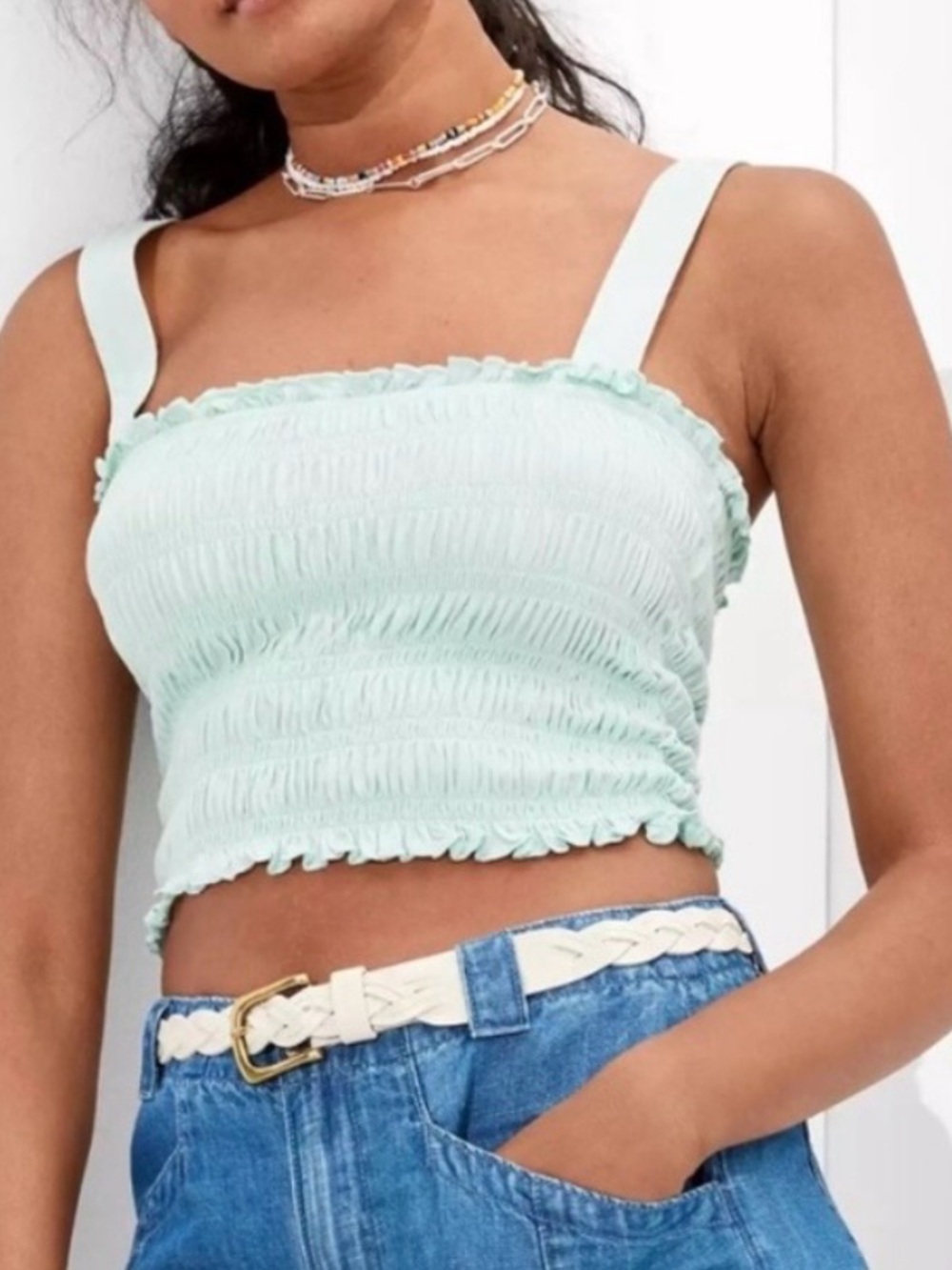 American Eagle Outfitters Smocked Crop Top